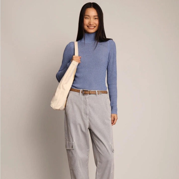 MUNTHE LIANDRA Turtleneck Sweater  Blue Ribbed Knit Long Sleeve Sz 34 US 2 - Picture 14 of 15